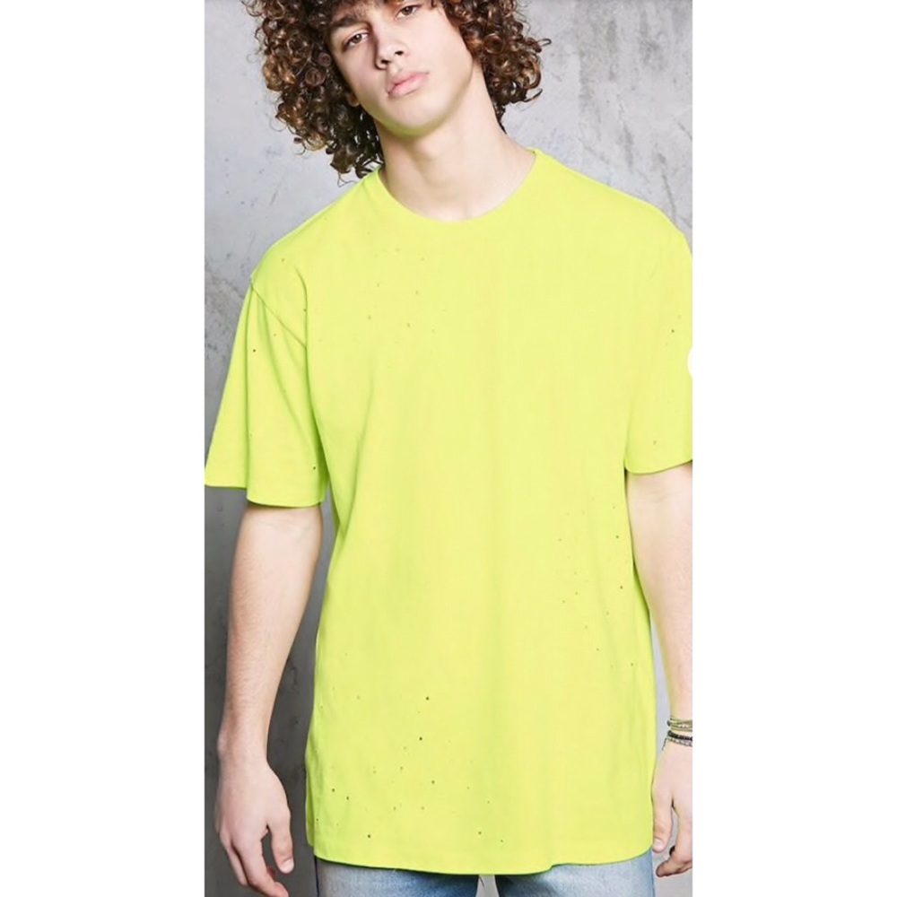 ✨ONLY 1 LEFT!✨NEW Forever 21 Men Distressed Cotton-Blend Tee